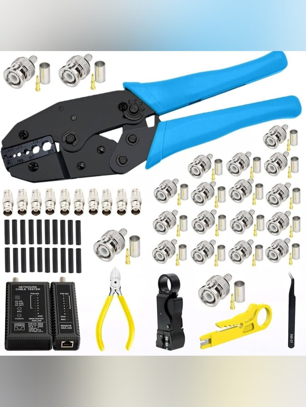 Blue Coax Crimping Tool Kit with BNC Connectors